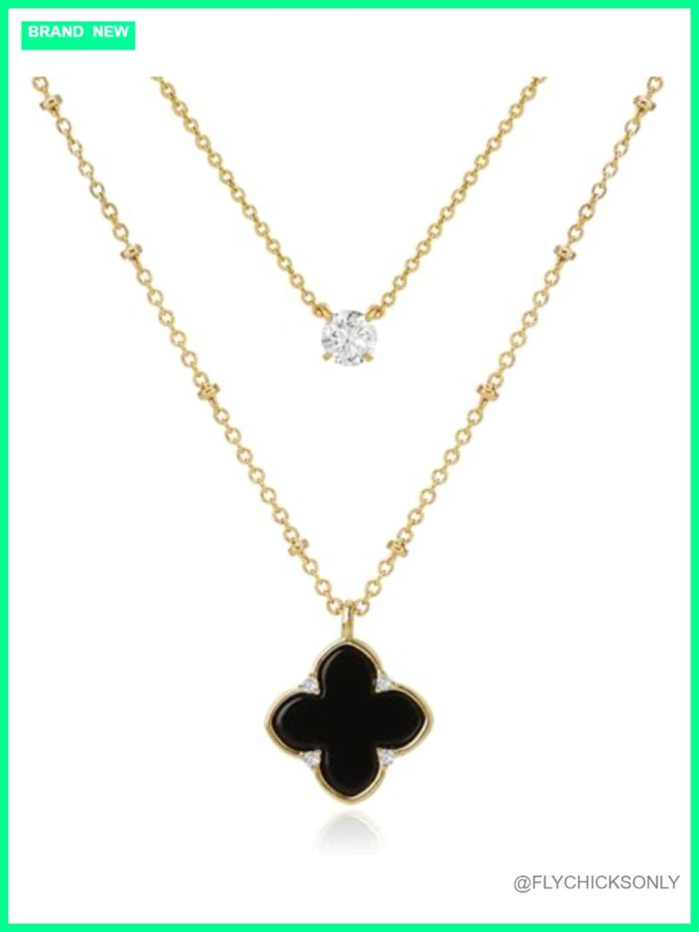 2-Layer Gold Plated Stainless Steel Necklace, Butterfly Heart Flower Pendant,